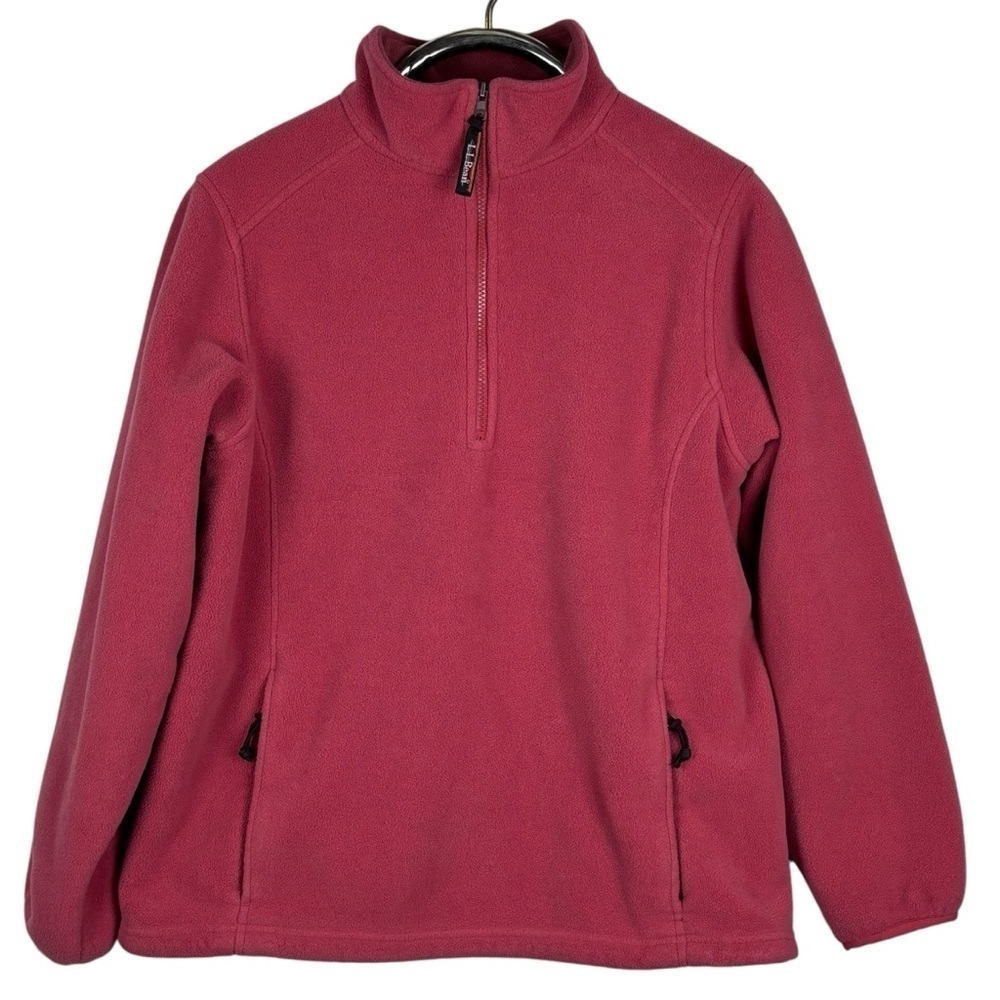LL BEAN 0WN37 QUARTER ZIP ORANGE RED FLEECE PULLOVER SWEATSHIRT JACKET - Picture 4 of 13